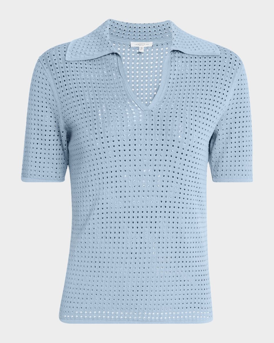 Pointelle Matte Crepe Polo
